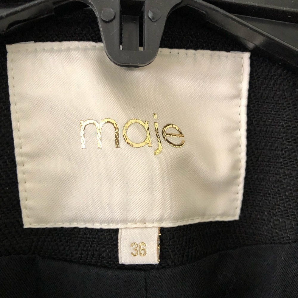 Maje Black Long Lambskin Jacket 36 S - Picture 7 of 13